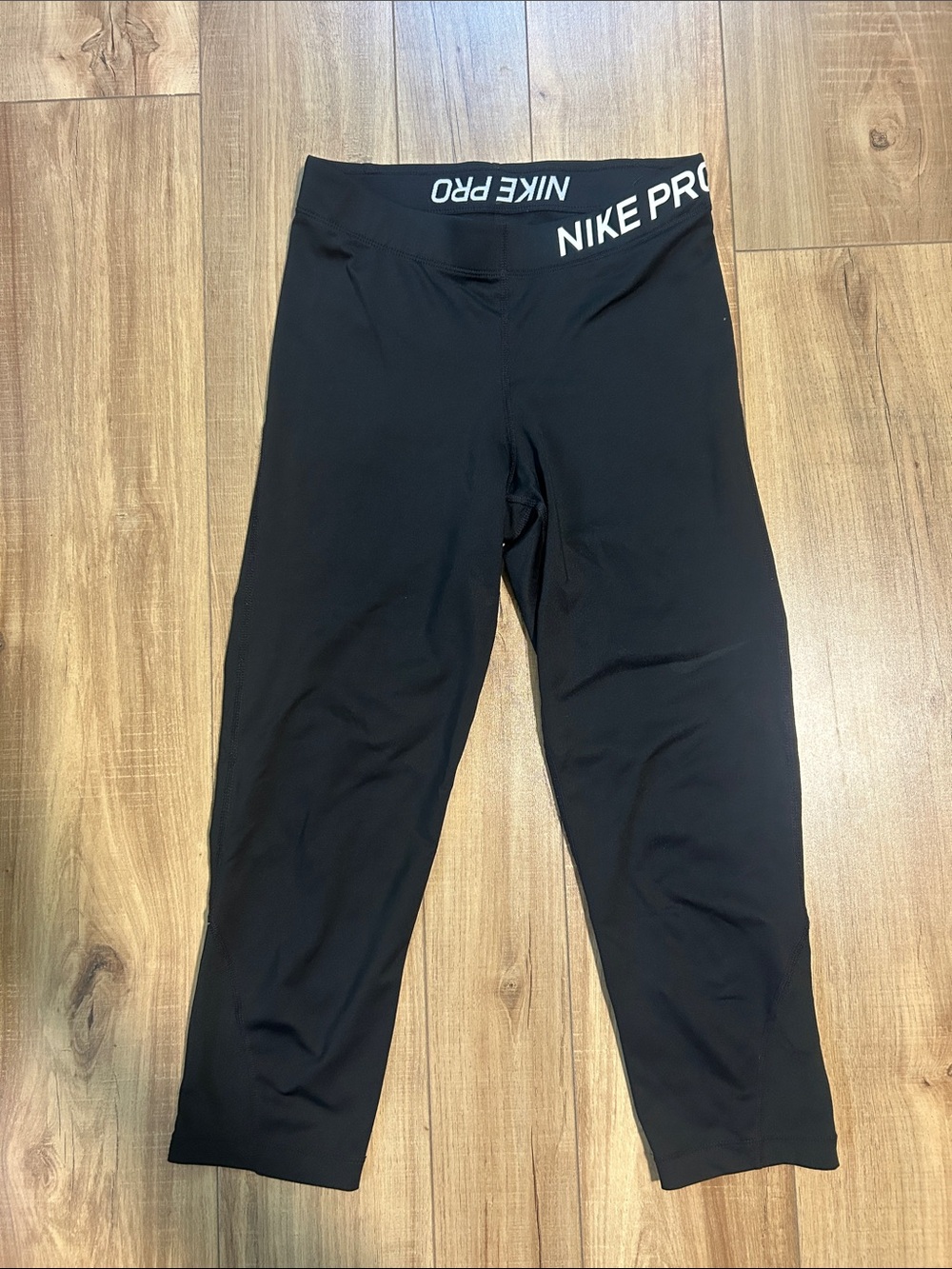 Nike Black Pro Capri Leggings with White Logo